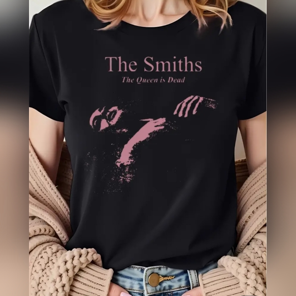 Black Graphic Tee with Pink Print - THE SMITHS